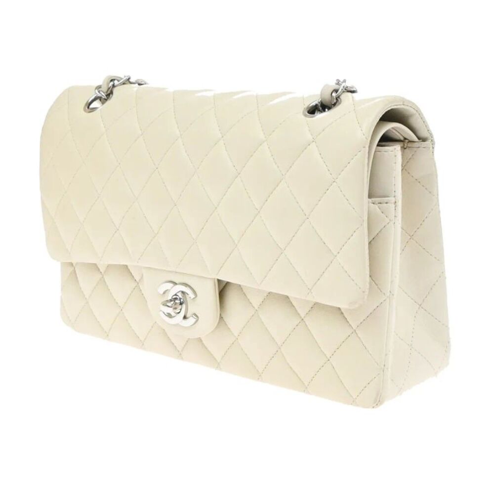 Chanel Vintage Classic Double Flap Quilted Caviar White Leather Shoulder Bag Bag